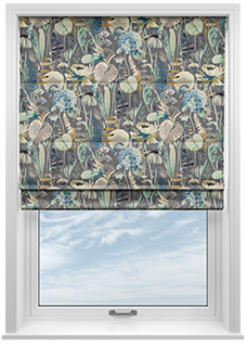 Zebedee, Teal - Roman Blind